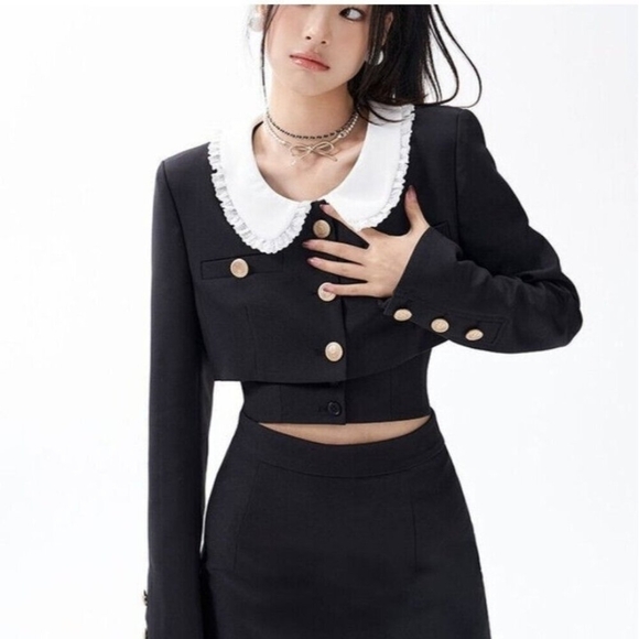 Underpass Korean style Peter Pan collar cropped wemens jacket Size S - Picture 2 of 13